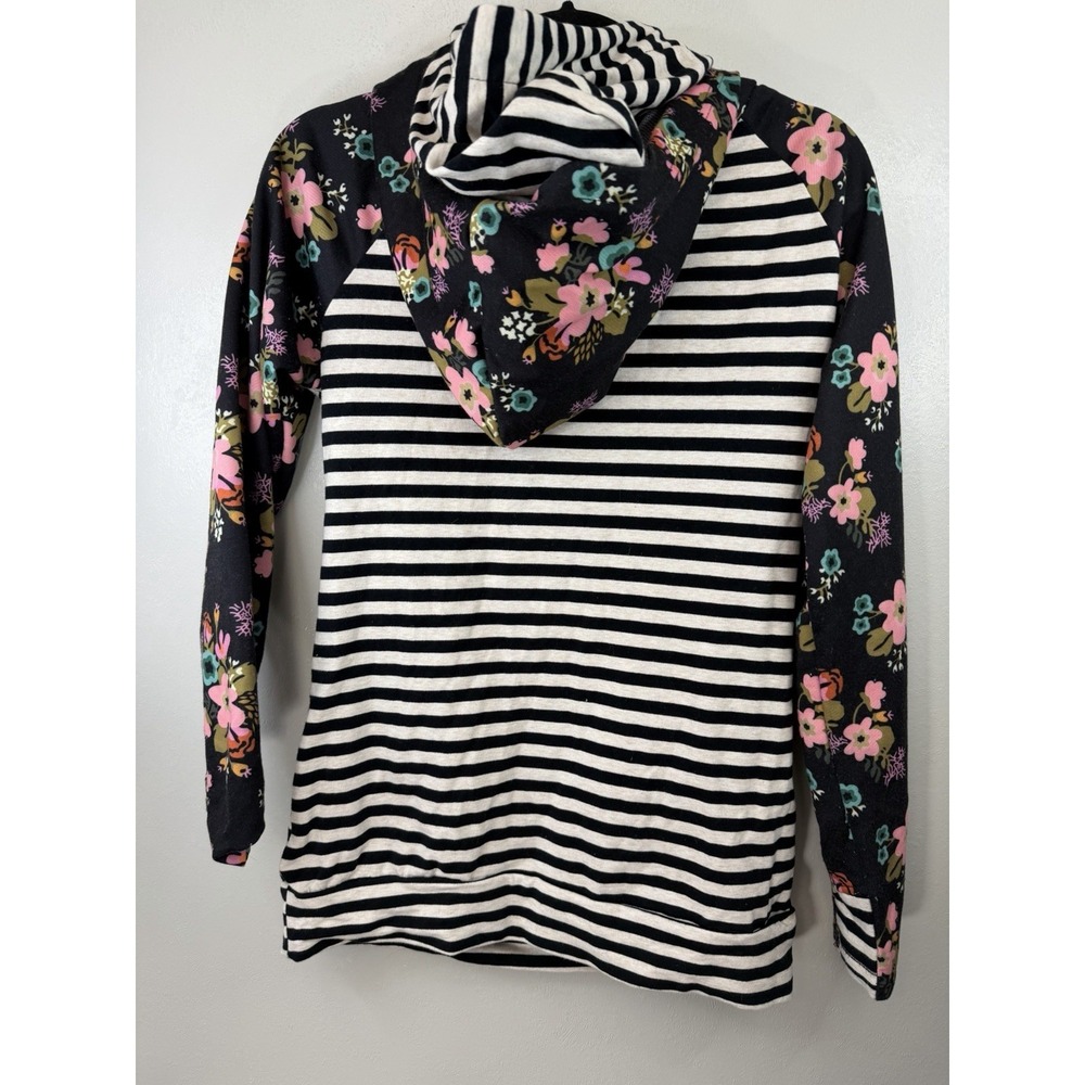 Double Patterned Double Hood Sweatshirt By & Size M Artsy Fun Flattering - Picture 8 of 8